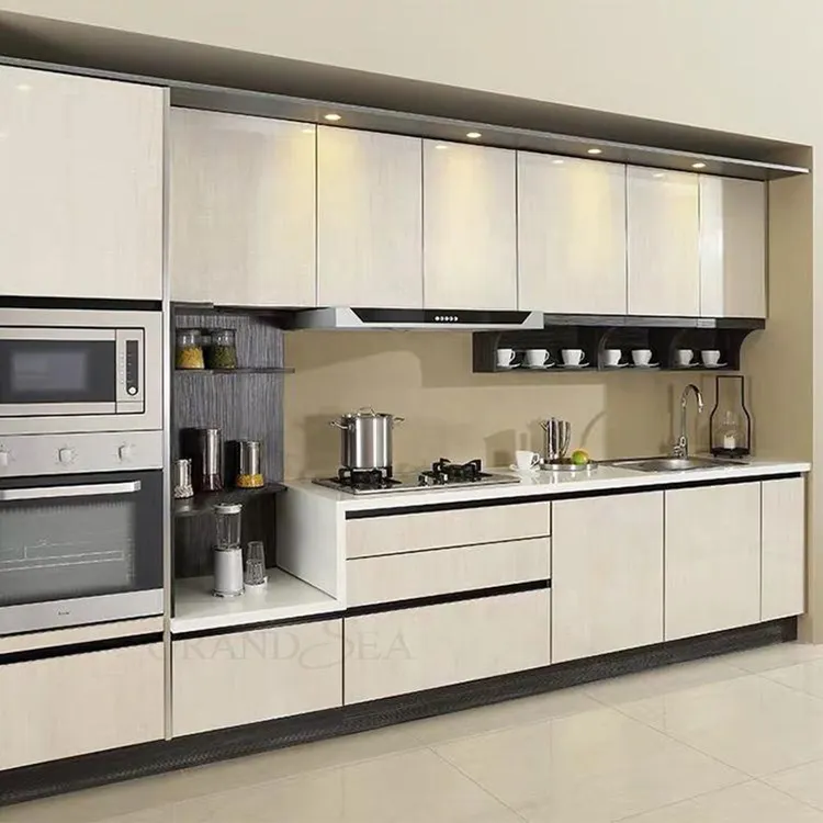 Atacado design moderno cozinha pronto feito armários de cozinha baratos na china