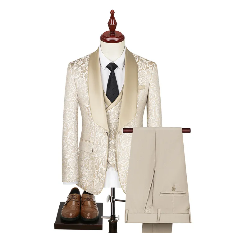 Trajes de boda para hombre 2024, diseño italiano, chaqueta de esmoquin champán hecha a medida para fumar, trajes de novio Terno de 3 piezas para hombre