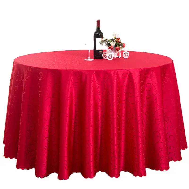 Manteles de mesa de color sólido, tela jacquard 100% poliéster, rectangular, redonda, de lino, floral, para mesa de boda