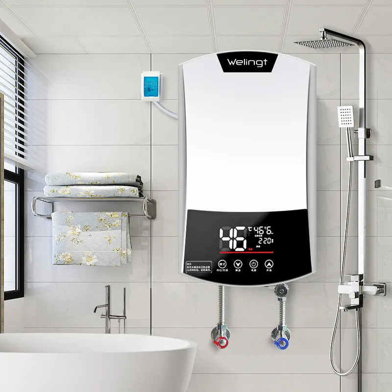 Calentador de agua eléctrico para baño, dispositivo de inducción portátil pequeño, sin tanque, calentador instantáneo de agua para ducha, ahorro de energía, con certificado Ce
