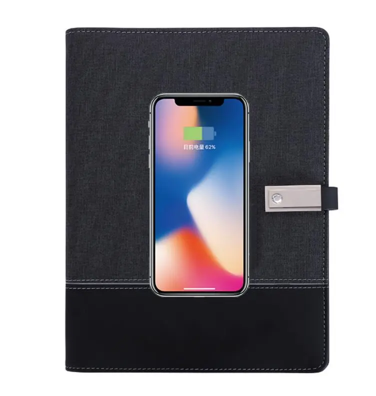 Luxury Electronic Product Ideas 2024 Magnetic Button Wireless Charger Power Bank Notebook with USB and Lamp for businessmen men