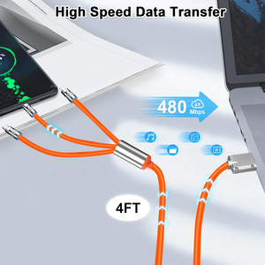 <strong>Factory</strong> Best-Selling 1.2m Type C <strong>USB</strong> Cable Fast Charging Data Cable Zinc Alloy Liquid Silicone 3 in 1 Android Devices - Product Image 2