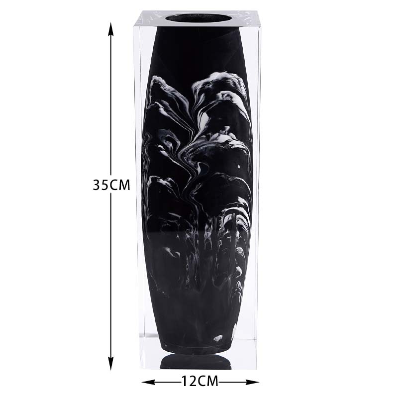 White Flower Waist Drum Vase, 12*12*35cm