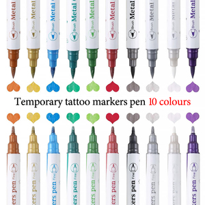 Dual tip da Markers hình xăm <span class=keywords><strong>t</strong></span>ạm thời bú<span class=keywords><strong>t</strong></span> cho nghệ thuậ<span class=keywords><strong>t</strong></span> cơ thể | da-an toàn, có thể giặ<span class=keywords><strong>t</strong></span> 10 màu sắc cơ thể sơn hình xăm bú<span class=keywords><strong>t</strong></span> - Product Image 6