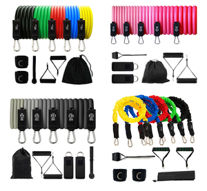 Juego de tubos elásticos de látex de 11 Uds., banda de resistencia de 150 libras, bandas de bucle ajustables largas para ejercicio físico y entrenamiento deportivo - Product Image 2