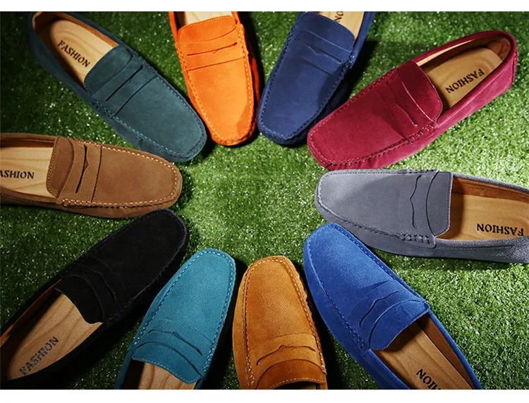 Plus Size 38-49 Pigskin Men Pea Soft Shoes Flats Light Breathable Slip-on Loafers Casual Shoes