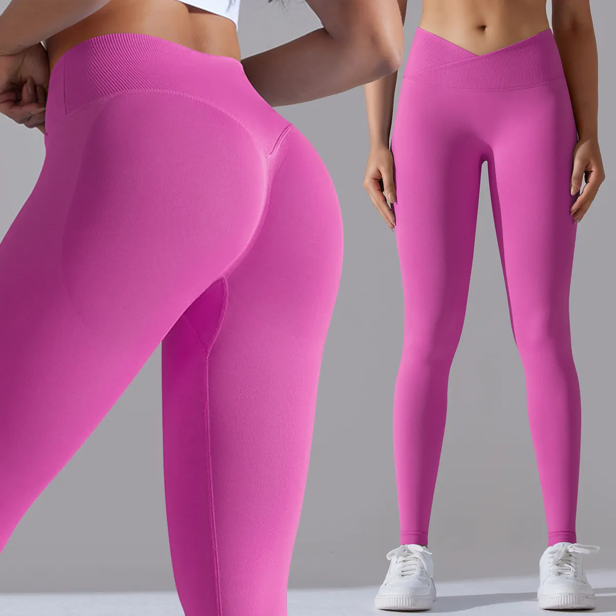 Legging de talla grande sin costuras para yoga, cintura en V, gimnasio, compresión, legging atlético con logotipo personalizado, talla grande 2XL