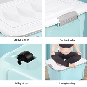 30L 50L 60L70Lグレーブルーピンクプラスチック特大収納ビンボックス衣類用蓋付き - Product Image 4