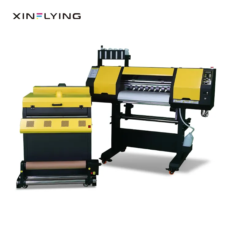 XinFlying dtf impressora 60cm i3200 60cm dtf impressora com xp600 uso pet filme e branco derreter o pó com shaker poder