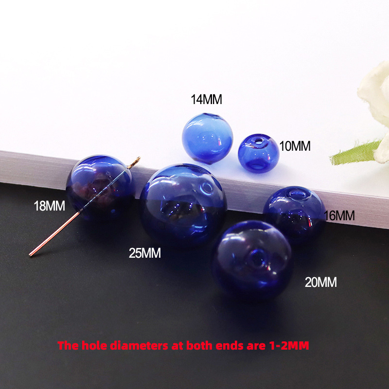 Boule en verre à double trou bleu foncé