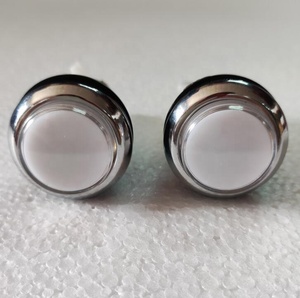 Oyun makinesi oyun aksesuarları için 32 mm arcade yuvarlak push button gümüş düğme - Product Image 4