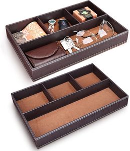 15年工厂手工制作耐用Catchall PU皮革代客托盘豪华可折叠家用展示皮革托盘 - Product Image 1