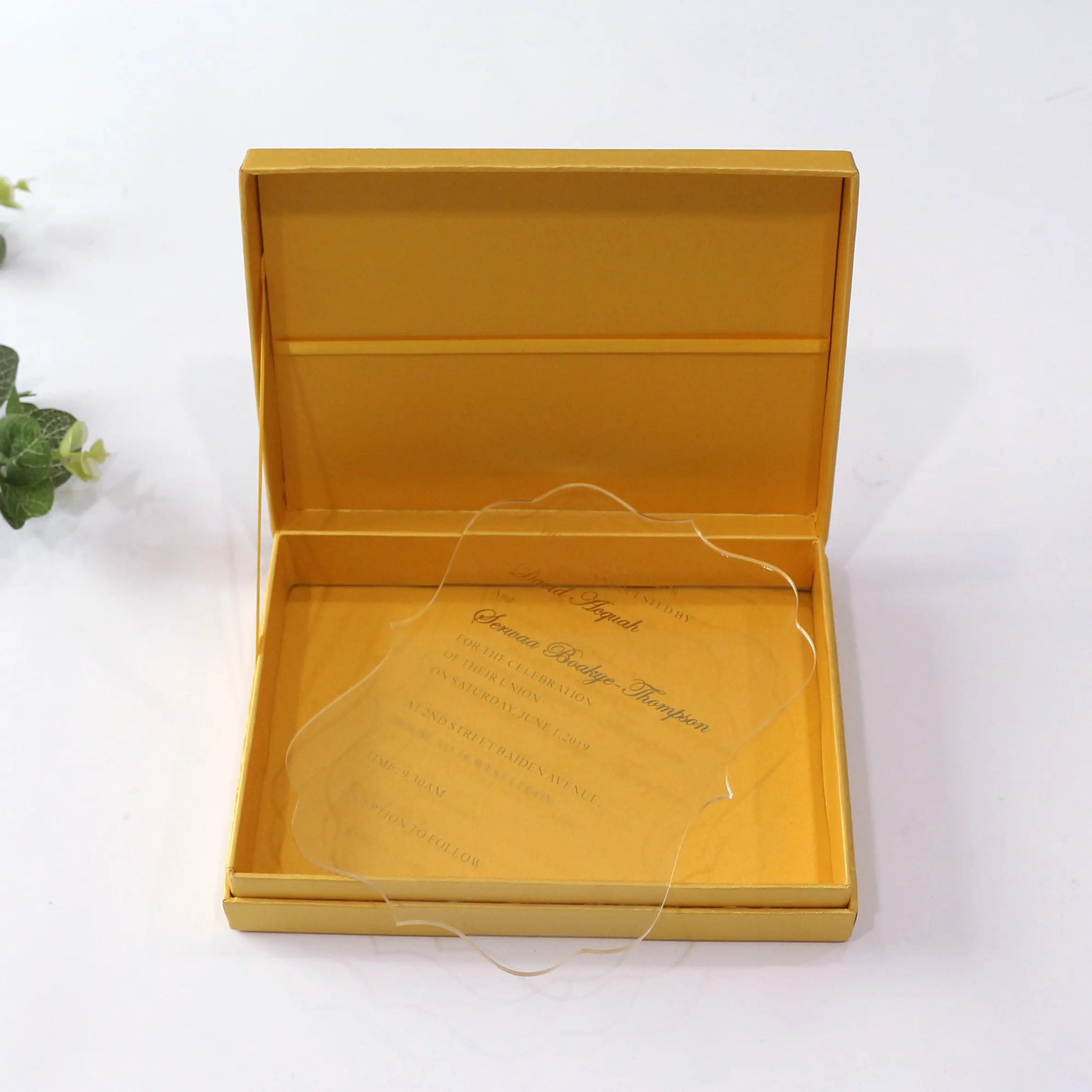 Cartes d'invitation de mariage en acrylique personnalisées de luxe avec boîtes rigides
