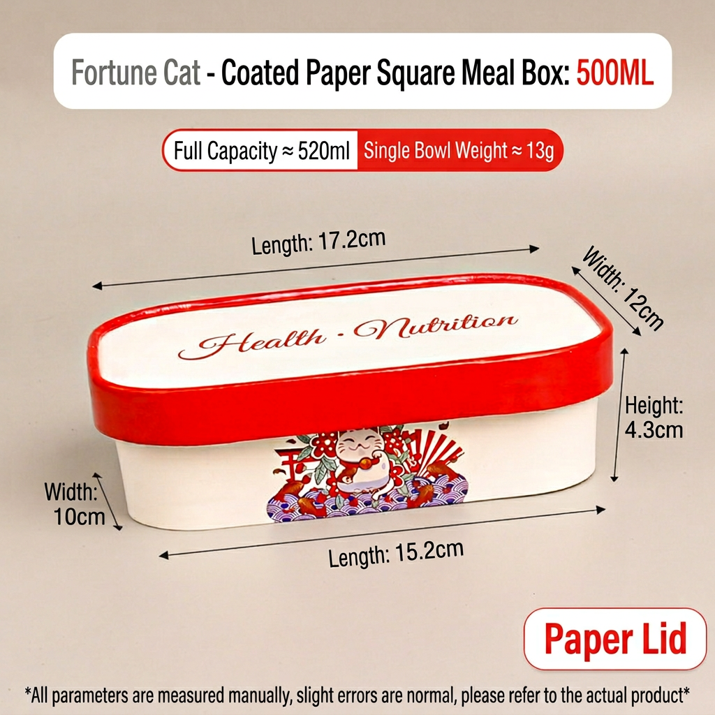 white cardboard - fortune cat 100 500ml bowls + paper lids