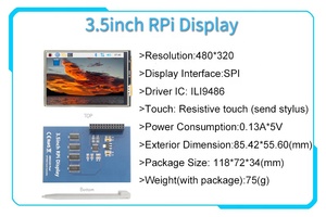 3,5-Zoll-SPI-Touch-LCD-Display für Raspberry Pi 3,5-Zoll-TFT-Bildschirmmodul ILI9486-Treiber 480 X320-Auflösung für Raspberry Pi 3B/4B