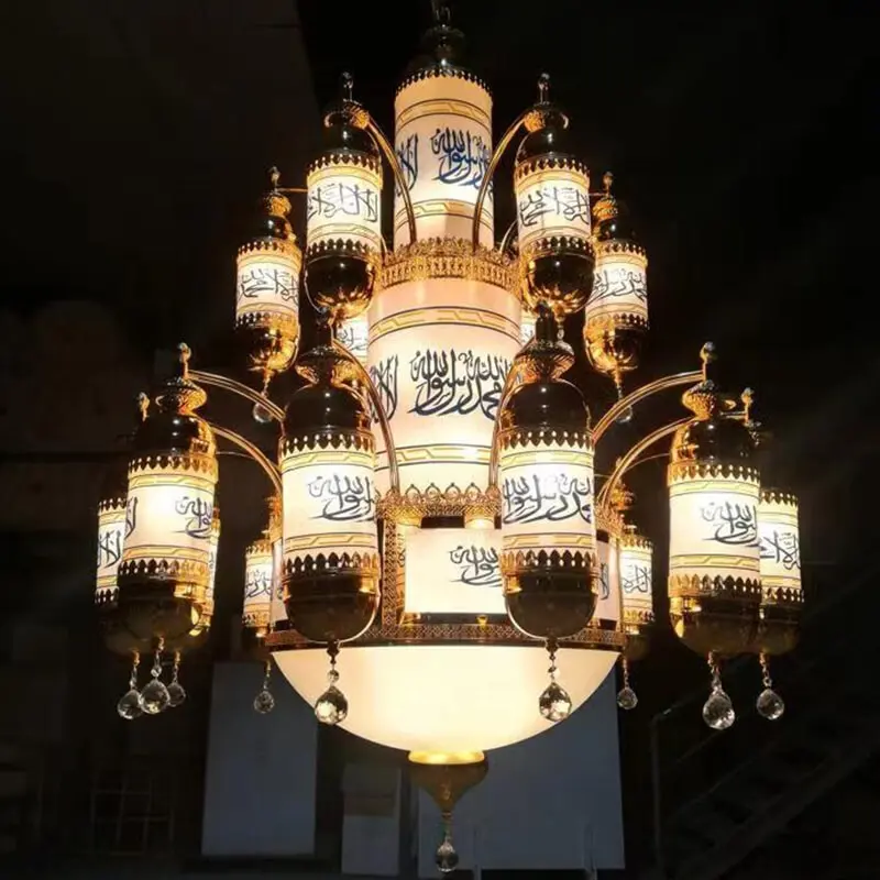 Lustre clássico da igreja grande projeto islâmico de ouro para mesquita