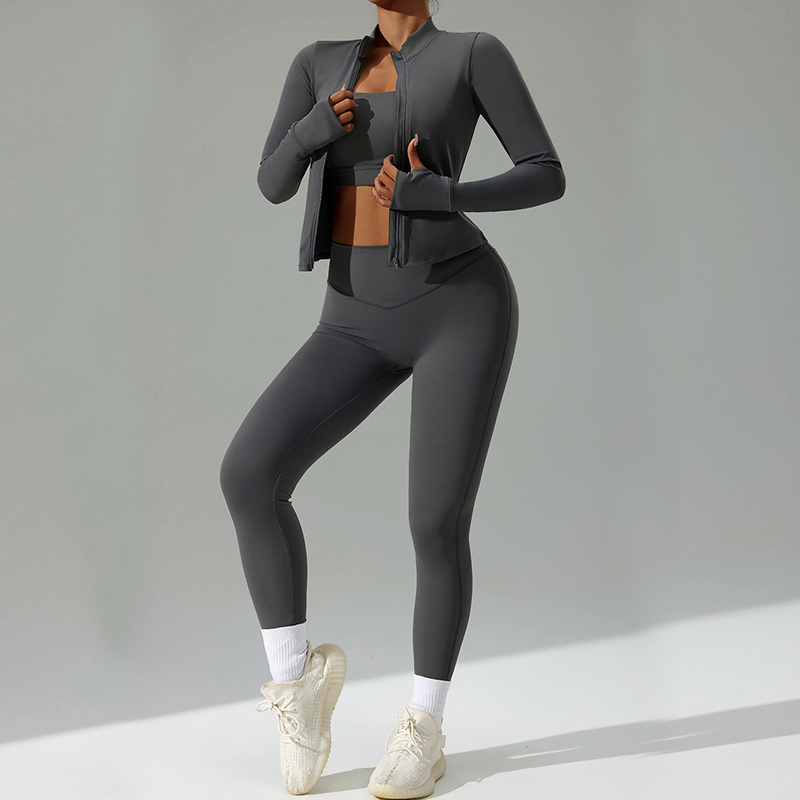 Soutien-gorge + Veste + Pantalon Gris Foncé