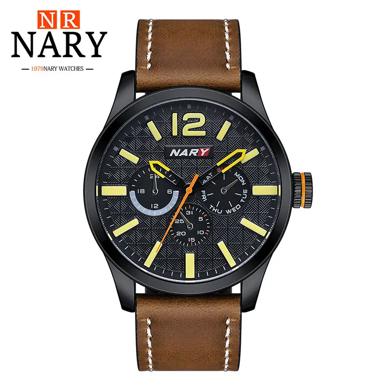 NARY 8020 חדש גברים של שעון אופנה מזויף שלוש-עין ספורט עמיד למים קוורץ שעון שעון סיטונאי