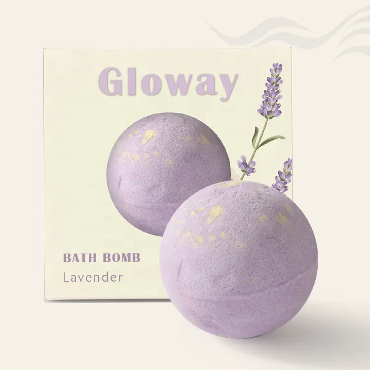 GLOWAY Cadeau de mariage hydratant et adoucissant pour la peau Lavande Produits pour le bain Bombe de bain violette parfumée biologique naturelle Fizzies