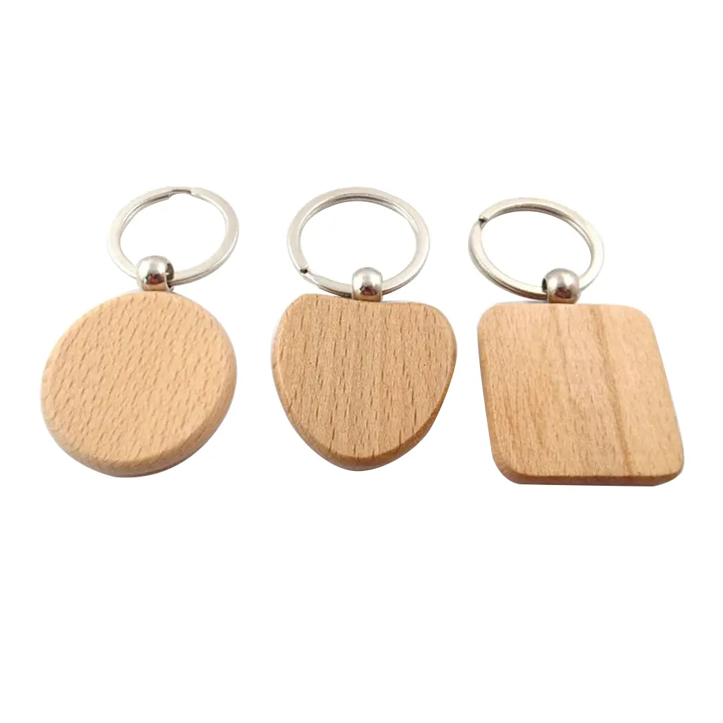 Benutzer definierte Diy handgemachte Rohlinge Holz Schlüssel bund Schlüssel anhänger mit geteilten Ring Schlüssel anhänger