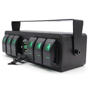 6ギャング2Wayスイッチパネルボックス防水LED電圧計デュアルUSB充電器ソケット12Vマリンロッカースイッチパネルカーボート用 - Product Image 1