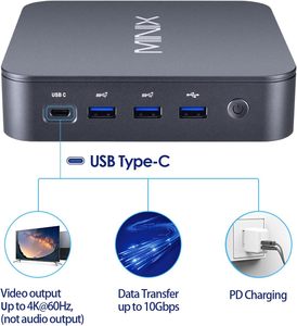 <strong>MINIX</strong> NEO J51-C8 Aluminum Mini Computer 8GB/256GB M.2 PCIe NVMe SSD Windows 11 Pro Auto Power on Intel N5105 Gaming Mini Pc - Product Image 6