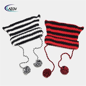 Модный трикотажный шерстяной пуловер контрастного цвета в полоску - Product Image 2