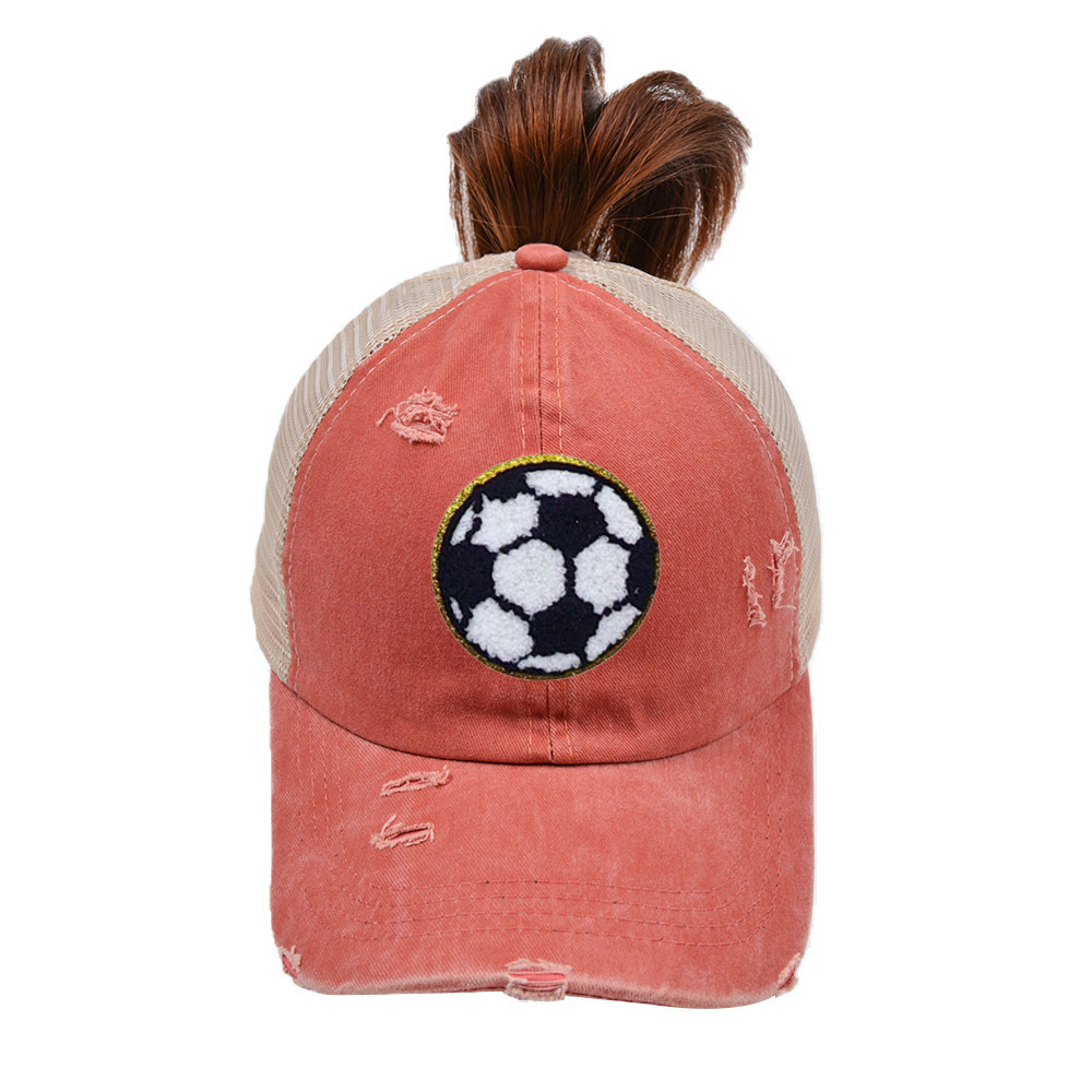 Casquette orange en maille déchirée pour adulte