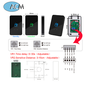 Botón de salida con Sensor infrarrojo, sistema de Control de acceso de puerta, interruptor de liberación sin contacto, color negro - Product Image 5