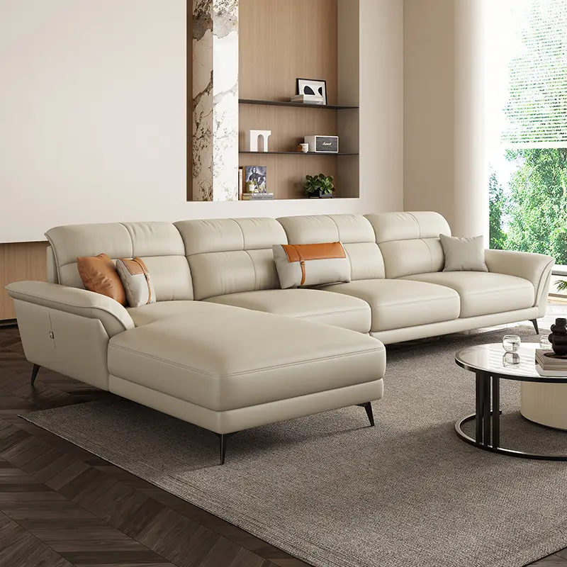 Fábrica Atacado Preço Couro Design Canto Sofá Conjuntos Modern Living Room