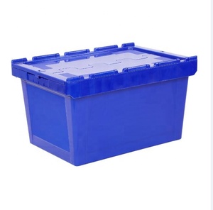 Contenedor de plástico industrial de alta resistencia, caja de almacenamiento apilable de plástico con anidación, apilado, con tapa, 60L - Product Image 2