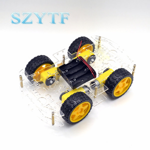 Şeffaf Motor akıllı Robot araba şasi elektronik imalatı DIY kiti hız Encoder pil kutusu 4WD 4 tekerlek sürücü araba - Product Image 1