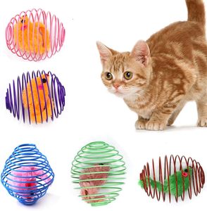 Pets Colorful Stuffed <strong>Mouse</strong> in Cage Interactive Cats Kitten Spring Ball <strong>Toy</strong> With Bell - Product Image 1