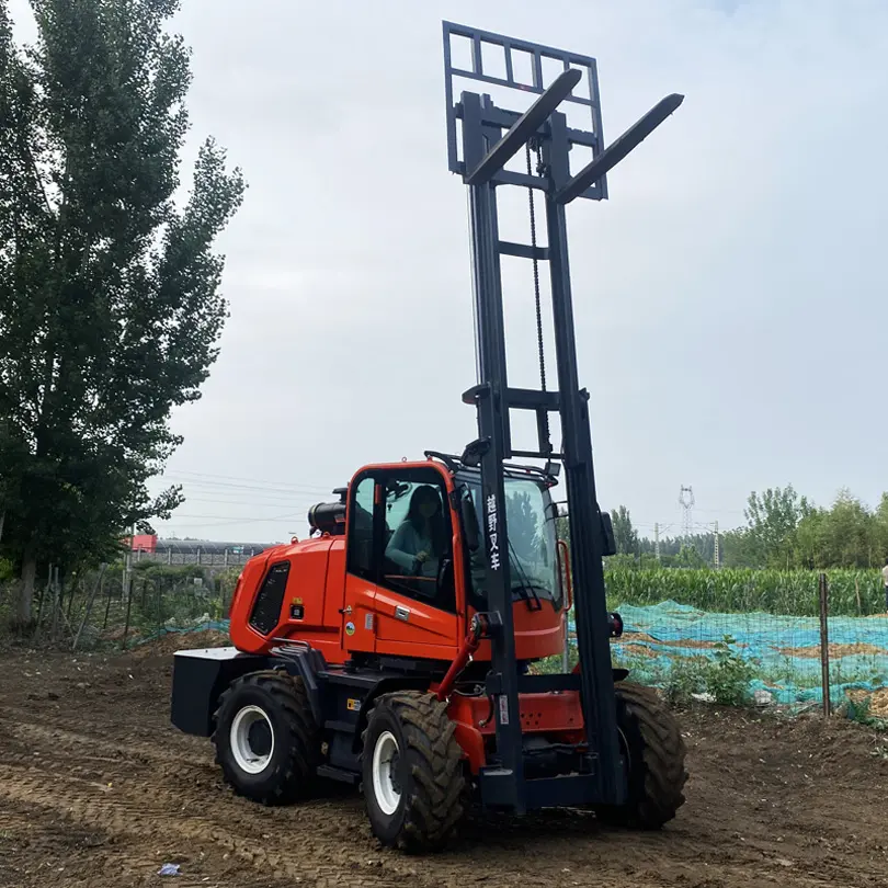 Multifunction 1.5Ton 3.5Ton 5Ton 6 Ton 4X4 4Wd Hydraulic Diesel Outdoor All Rough Terrain 3 Stage Mast Off Road Forklift Trucks