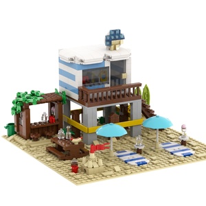 MOC4068 הגולש חוף בית בניין ערכת שמציעה חוף צריף מנגל בניין אביזרי לבנים אבני בניין קיט (אין דמויות)