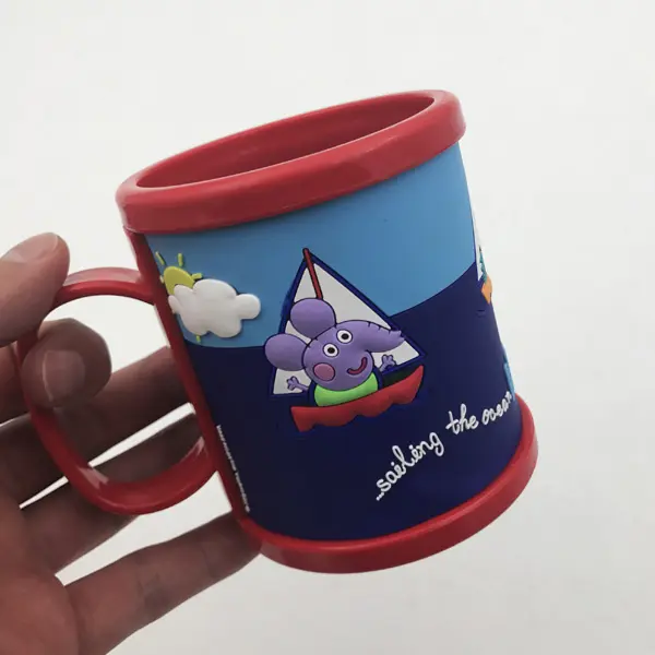 Caneca de borracha macia dos desenhos animados, caneca de plástico 3d de desenhos animados para crianças