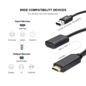 FARSINCE <strong>HDMI</strong> in to Mini <strong>DisplayPort</strong> Out Active Adapter with Usb Power (<strong>HDMI</strong> to DP Adapter) with 4K Video Resolution Support - Product Image 2