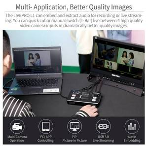 FEELWORLD LIVEPRO L1 V1直播视频切换器4xhdmi输入Hdmi USB3.0多格式演播室记录预览摄像机Youtube - Product Image 4