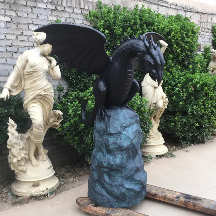 High quality garden decoration life size outdoor large metal dragon fountain statue