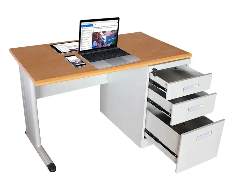 Văn phòng thiết kế mới nhất thép văn phòng bàn bên kim loại máy tính bảng thiết kế với ngăn kéo