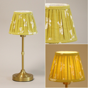 Gold Brass LED Rechargeable Table <strong>Lamp</strong> with Replaceable Fabric Lampshade and E14 Bulb Battery Operated Decorative Light - Product Image 4