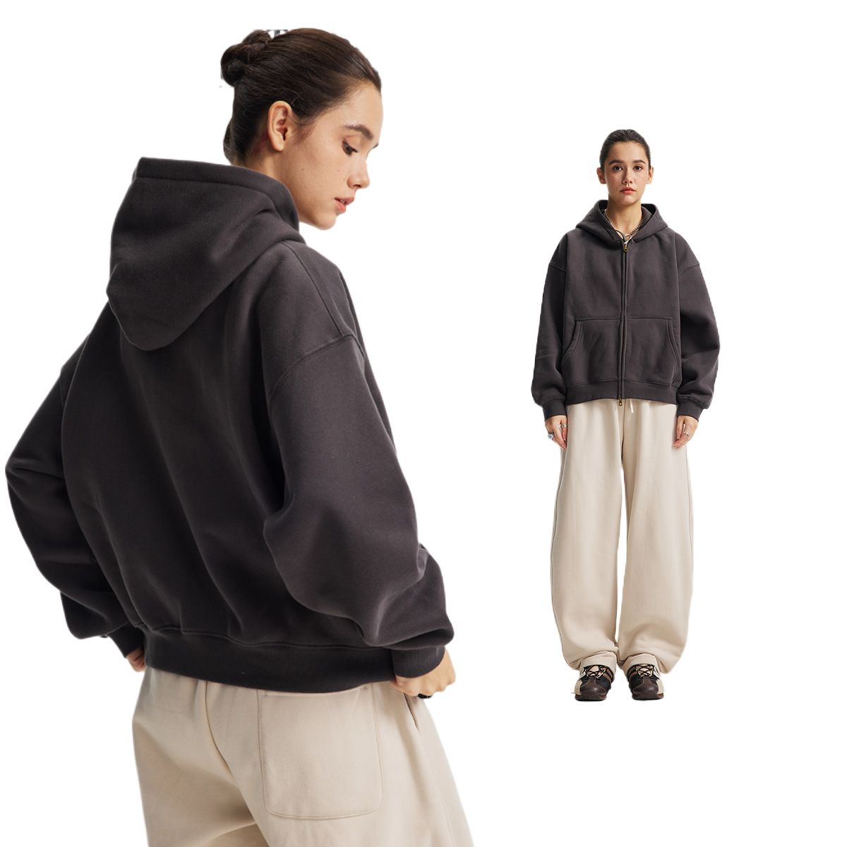 Boxy style-f50 hoodie-dark gray
