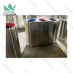 Papelera de reciclaje para exteriores, cubo de basura de 3 compartimentos para aeropuerto público, de 3 compartimentos cubo de basura de acero inoxidable, Cubo de clasificación de basura