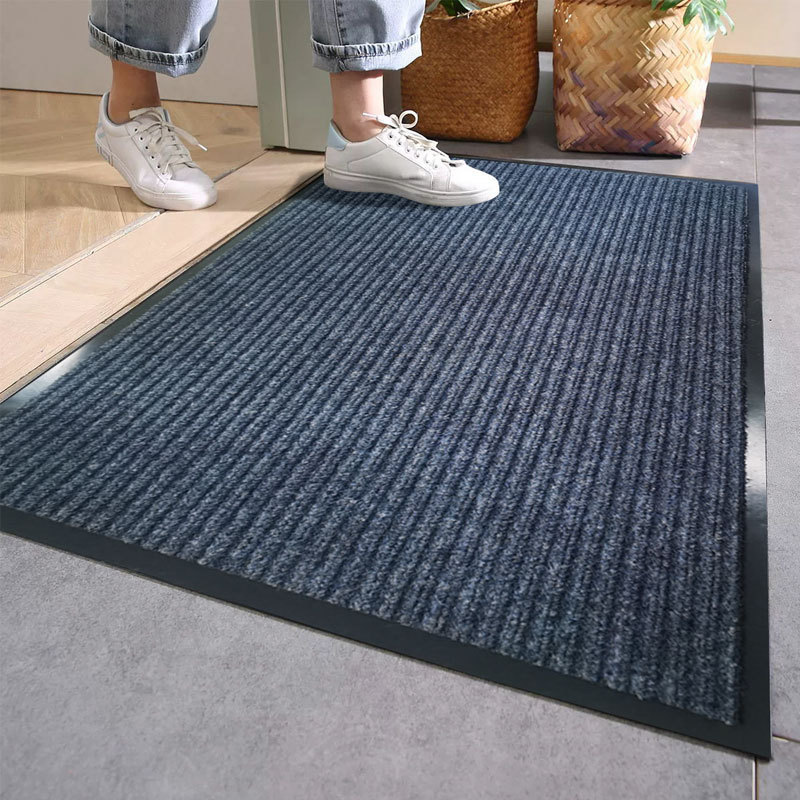 Alfombra de suelo gris con doble raya-pvc
