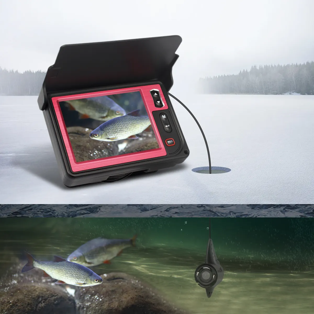 Câmera de pesca sonar mais profunda, com tela hd de 3.5 polegadas