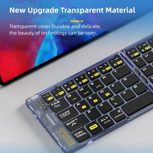 Teclas transparentes Teclado silencioso inalámbrico plegable para teléfono celular Computadora Tableta Teclado de estudio de viaje portátil - Product Image 3