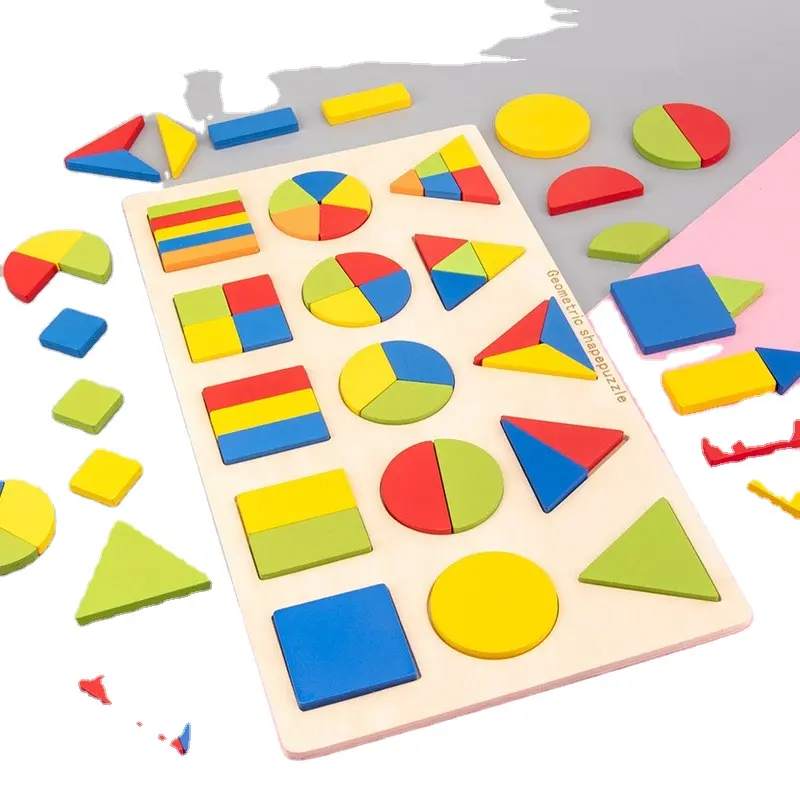 ألعاب تعليمية منتسوري ، على شكل بازل خشبي ، شكل هندسي ، ألعاب أقران معرفية