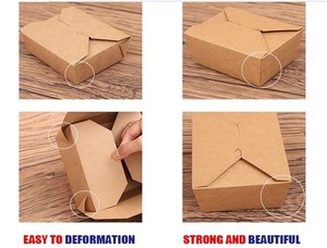 Yeni tasarım PET kapaklı kraft kağit kutu dikdörtgen tek kullanımlık gıda kağıt kap - Product Image 5