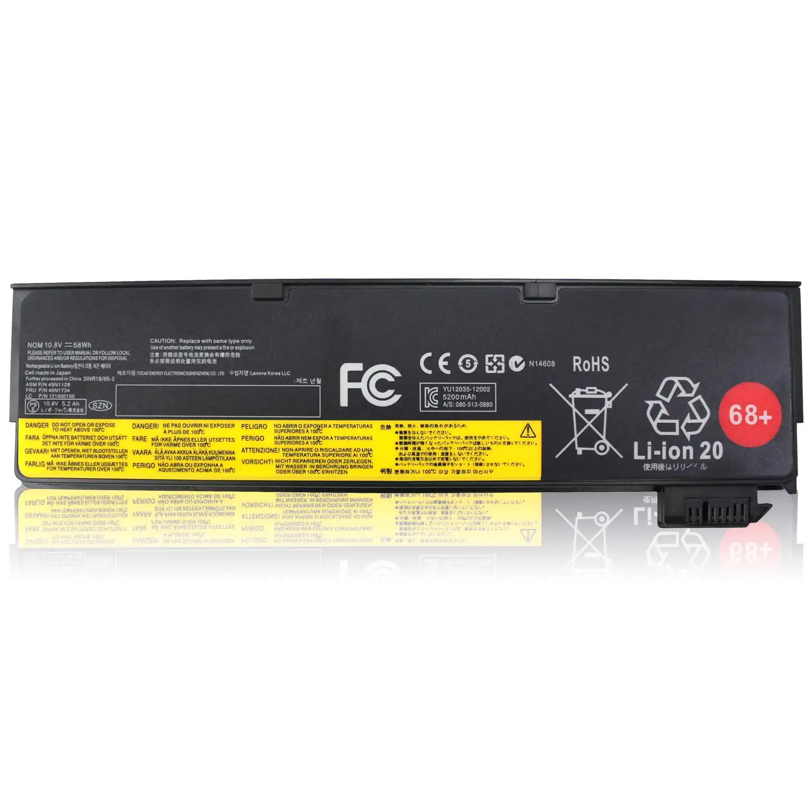 Batterie d'ordinateur portable de remplacement, 10.8V, 58wh, 6 cellules, pour Lenovo ThinkPad X240 X250 T440 T440s T550 K2450 45N1134 45N1135