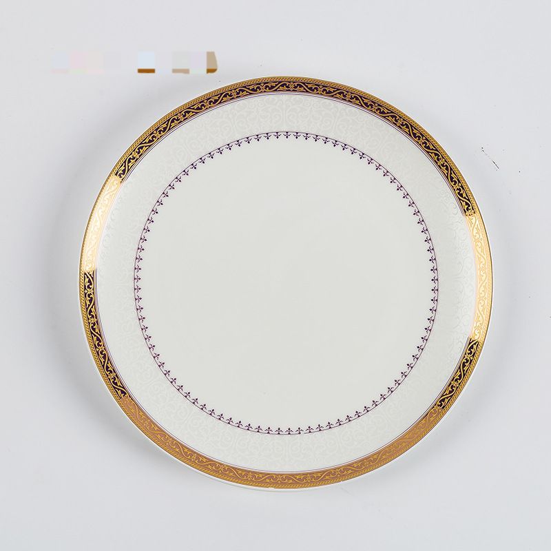 Plato plano de 8 pulgadas con borde de oro blanco